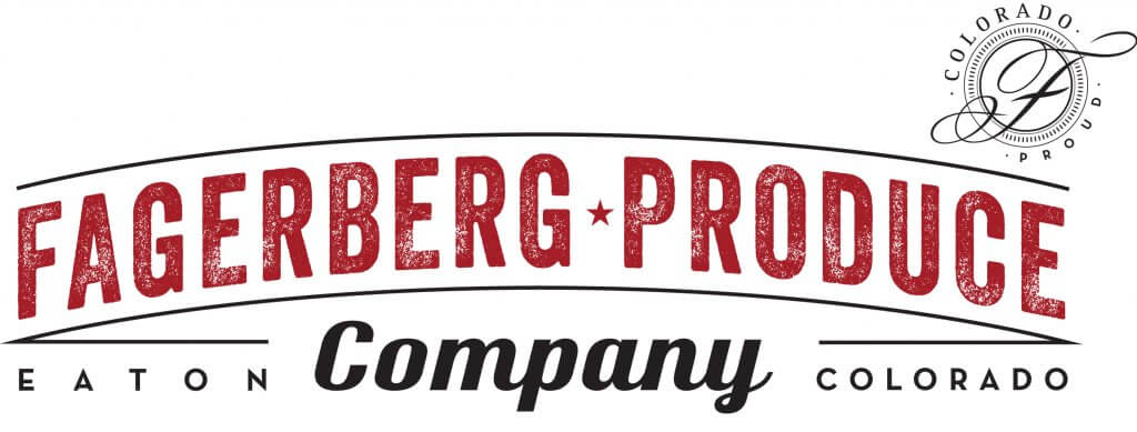 The words Fagerberg Produce in red lettering with the words Eaton Company Colorado underneath it